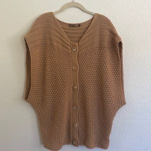 PRANA Camel Button Front Sweater Vest Cardigan Women size L